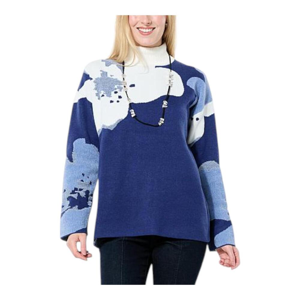 Wynnecollection Women's Softknit & Chenille Sweater Blue - Regular
